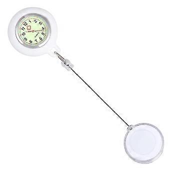 White Luminous Badge Reel Fashion Clip on Pocket Hanging Watch for Students with a Creative Design