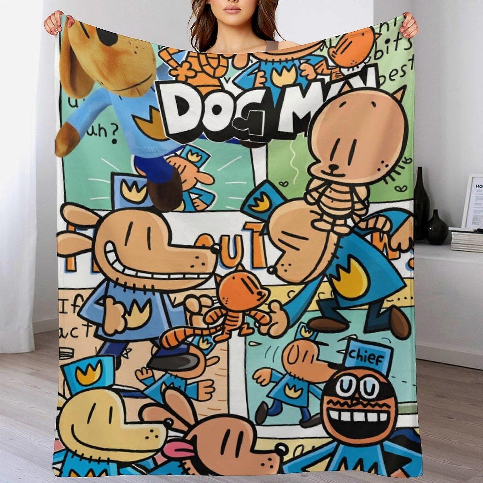 Dog Man Comic Strip Print Blanket - Kids’ Soft Flannel Throw, 50x60 Inch, Bedroom/Sleepover Essential for Young Readers
