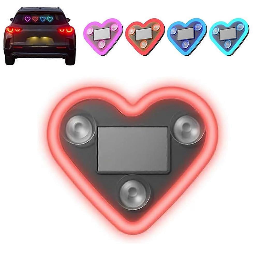 Car LED Interior Light Solar Powered HeartShaped Glow with Multiple Modes for Romantic Car Decor Red