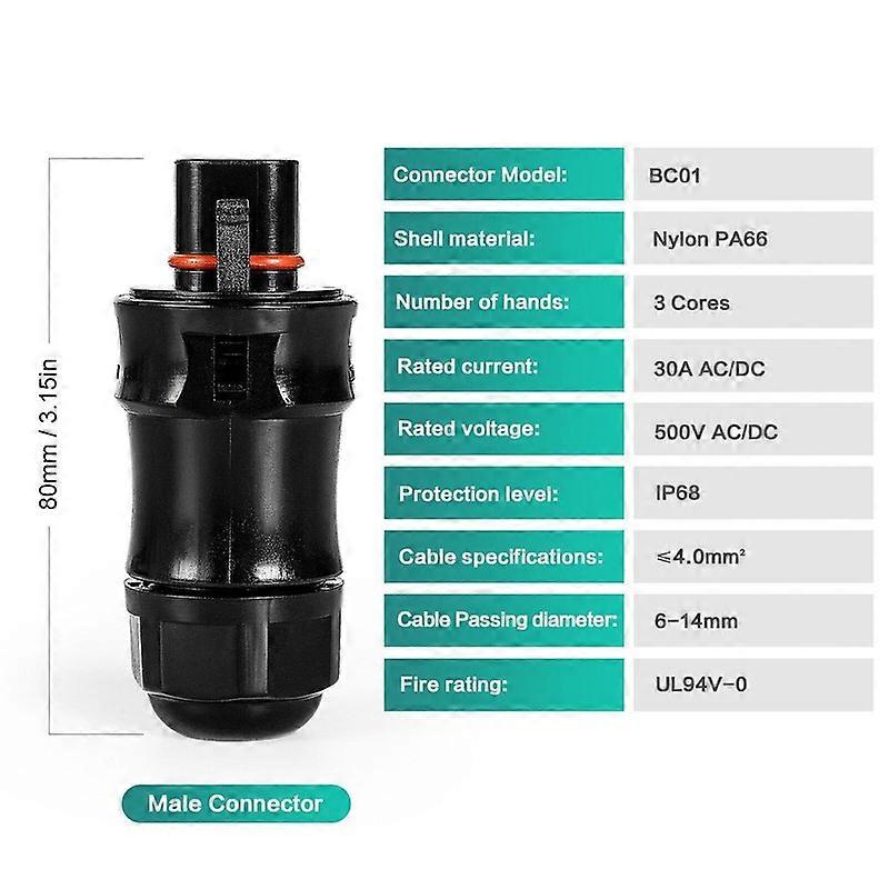 Micro Temperature Power Reverse 3 Pin Resistant 2Pcs Waterproof Connector