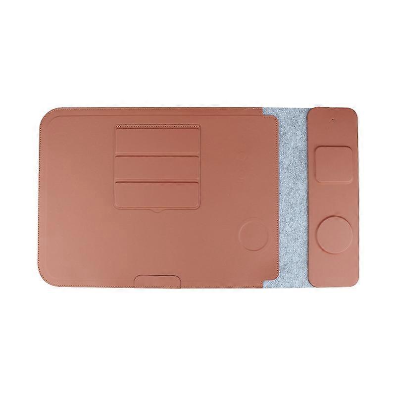 S101 Multi-Function 16 Inch Laptop Sleeve PU Leather Wireless Charging Mouse Pad Notebook Riser Stan
