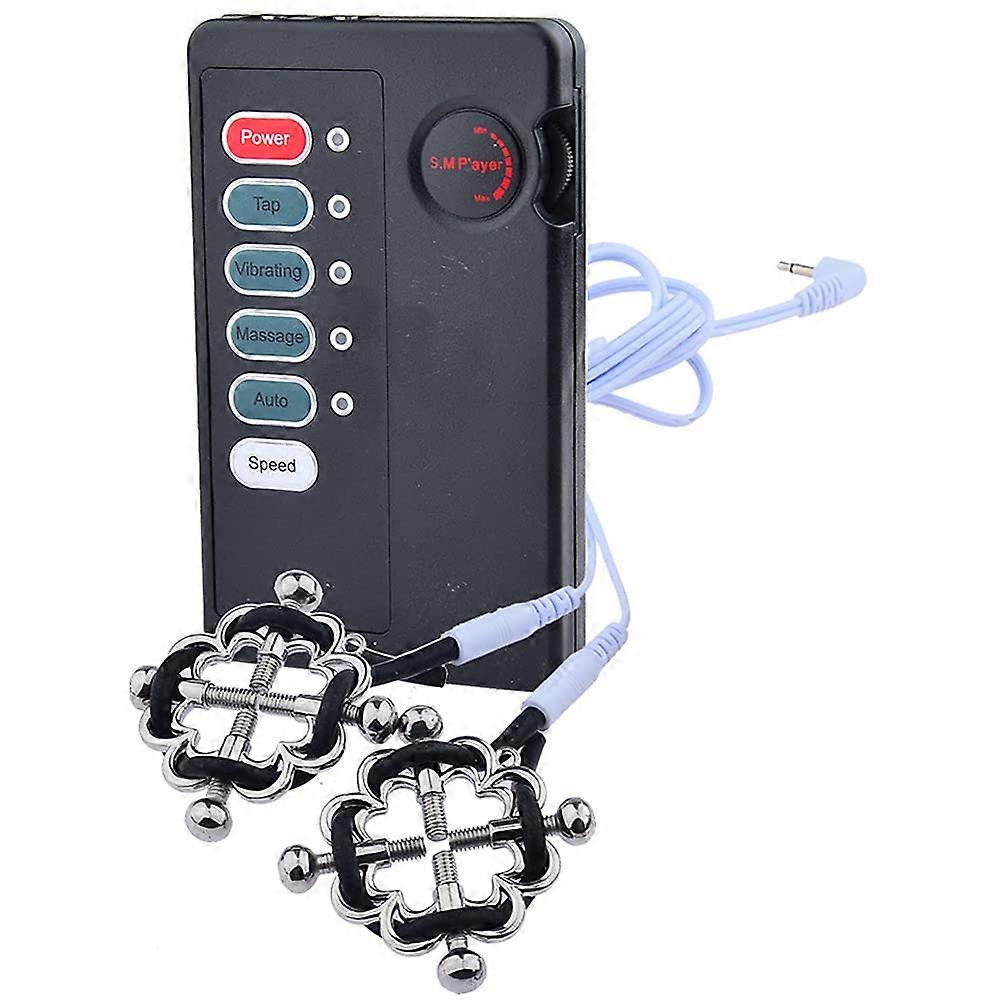Electro Shock Nipple Clamps with Adjustable Electric Stimulation and Remote Control for Couples