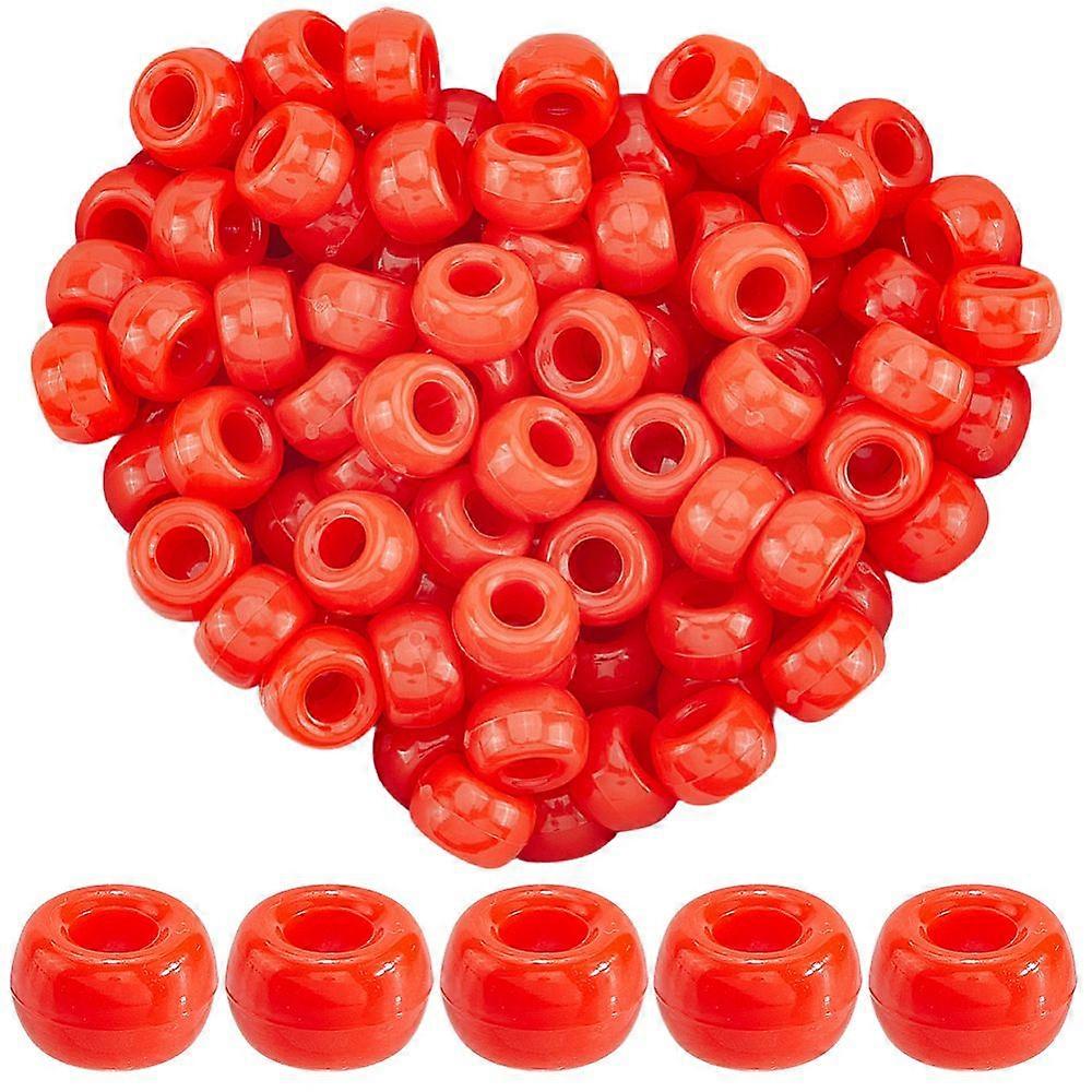 800pcs Opaque Plastic Beads Barrel Red 9x6mm Hole: 3.8mm