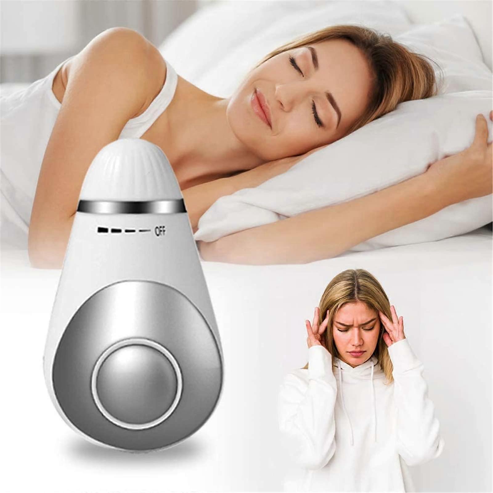 Sleep Aid Device with Microcurrent for Insomnia Relief, Dual Frequency, Ergonomic Oval, White