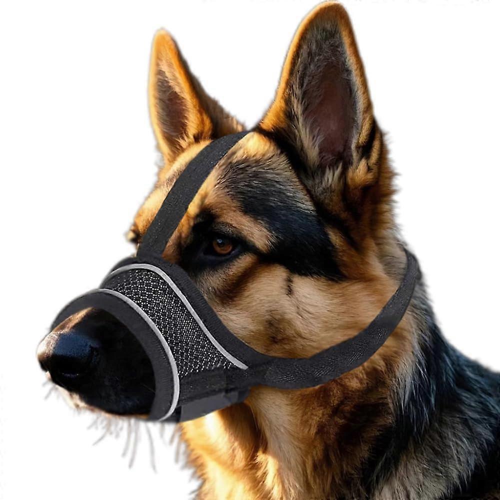 Breathable Mesh Dog Muzzle Large with Adjustable Fit and Reflective Straps for Barking and Biting