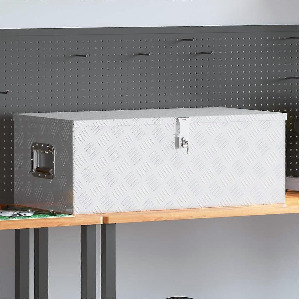 Storage Box Silver 90x47x33.5 cm Aluminium