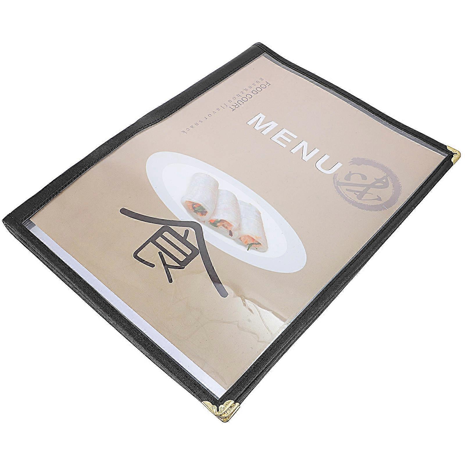 PVC Menu Cover Binder for Durable Use with 3Pcs Transparent Covers