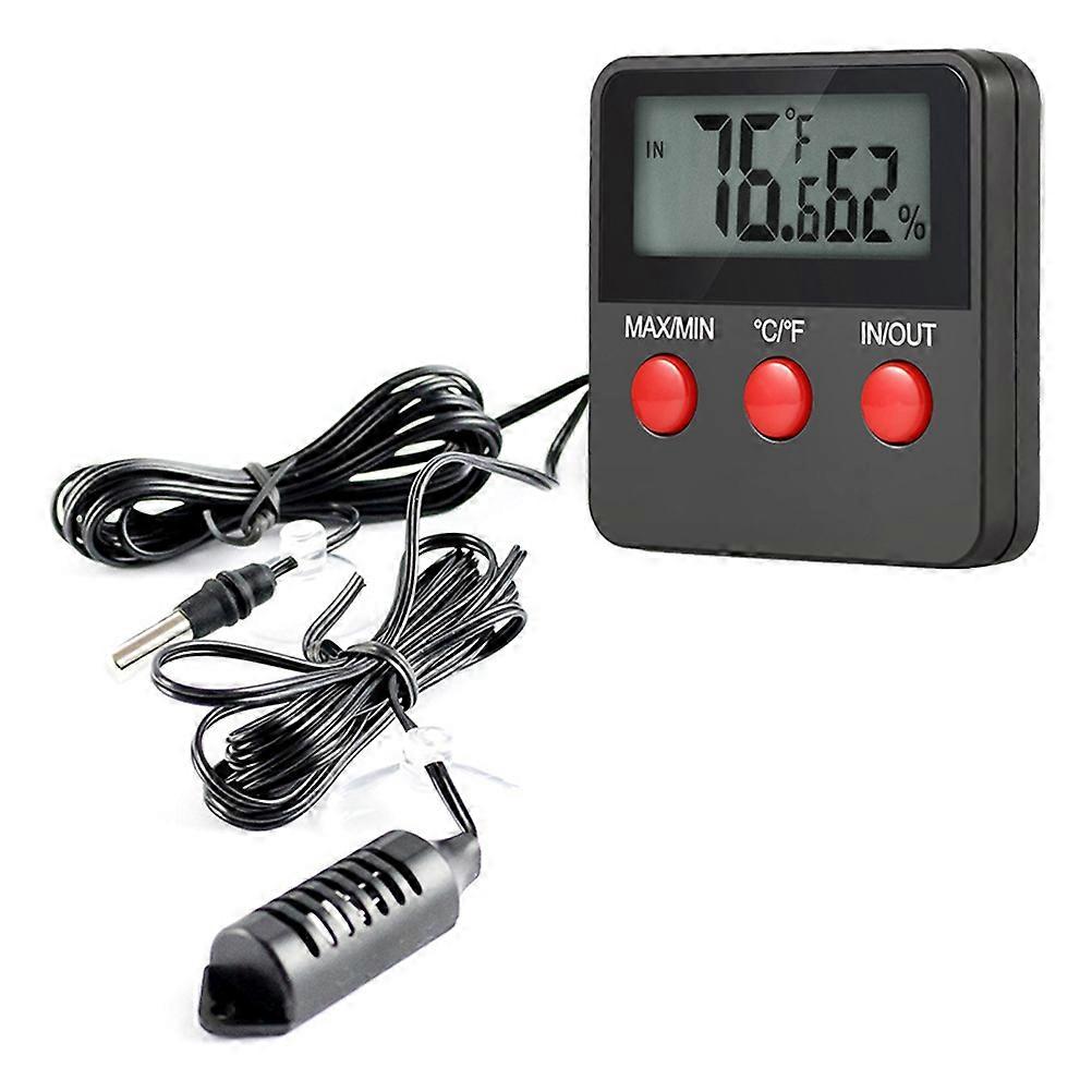 Temperature Meter Hygrometer Digital for Pets Eggs 2Pcs Black
