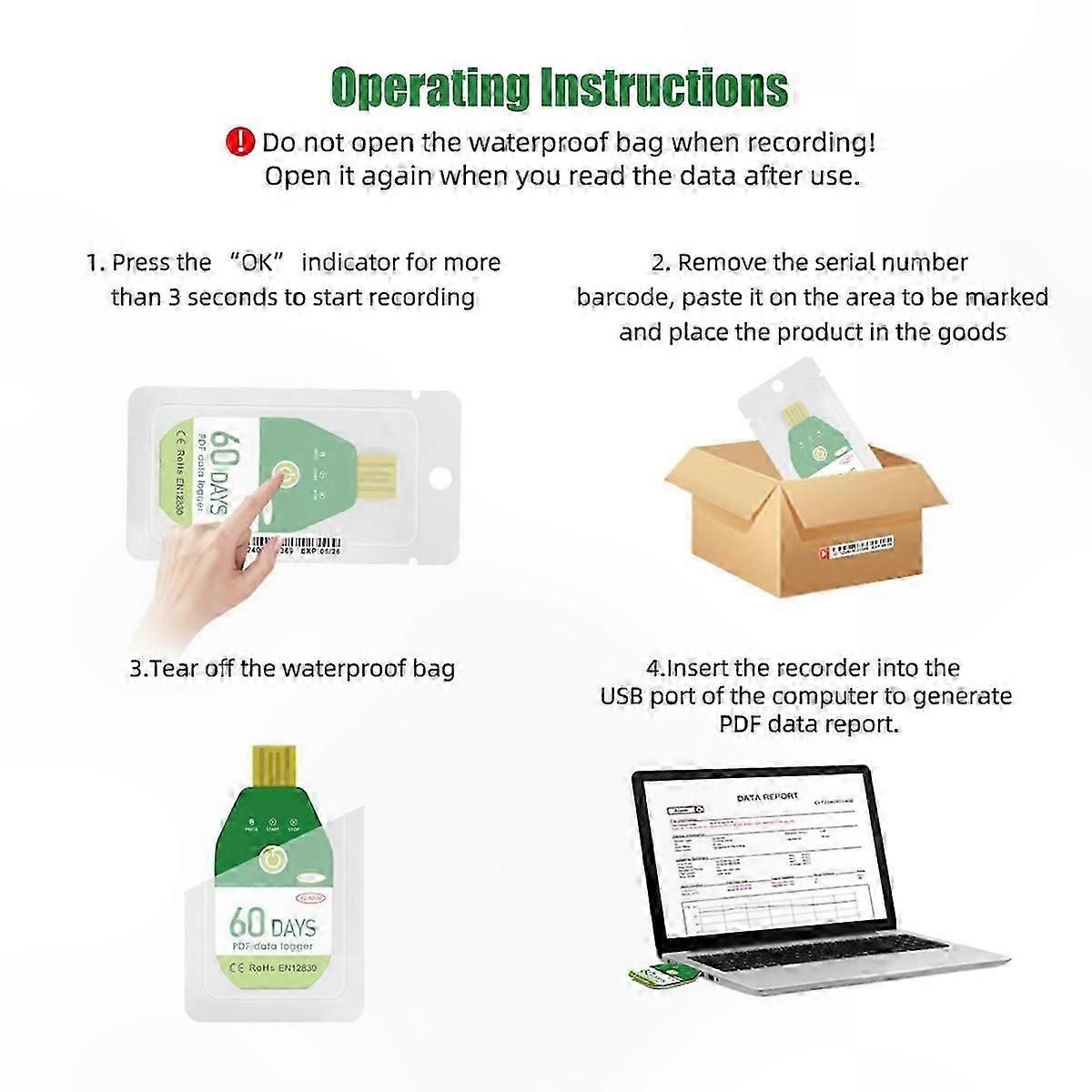USB Temperature Humidity Data Logger 90-Day Recorder
