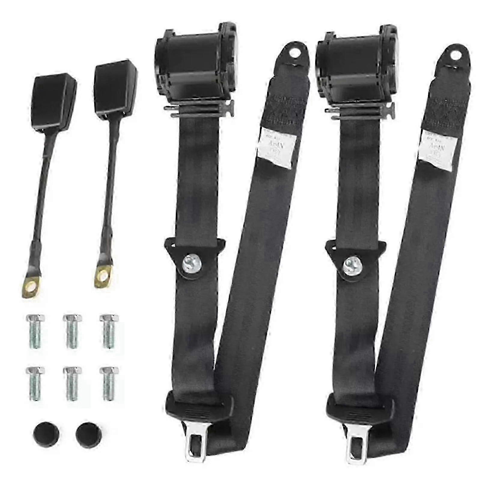 2 Set Universal 3pt Adjustable Retractable Lap Suitable for Modification Belts Kit (Black)