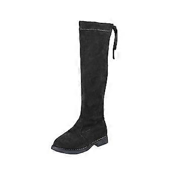Bottes hautes princesse pour petites filles, cuissardes, en coton noir, pour l'automne et l'hiver, 3-4 ans