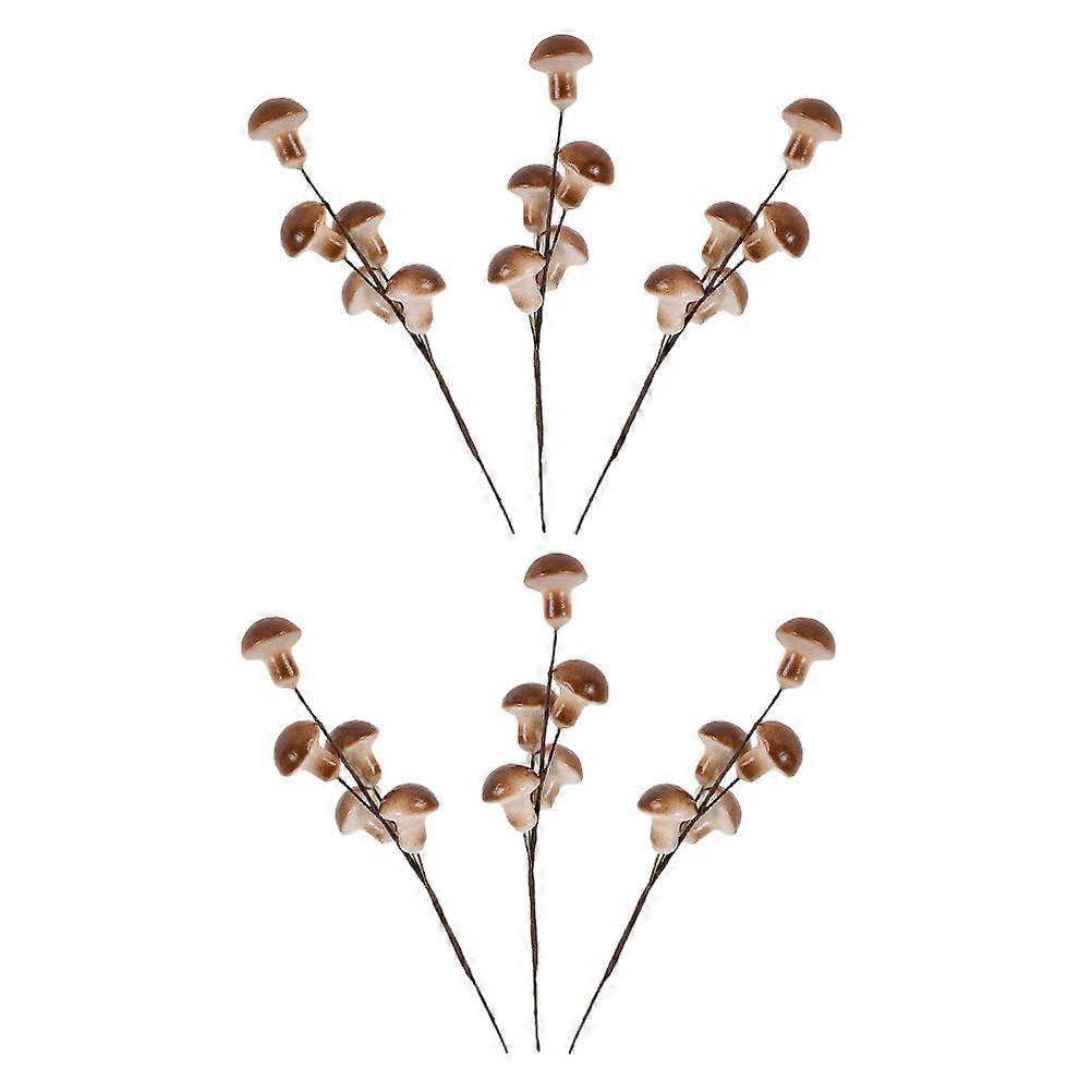 Simulation Mushroom Figurines Foam Mushrooms for Decor 6Pcs Coffee