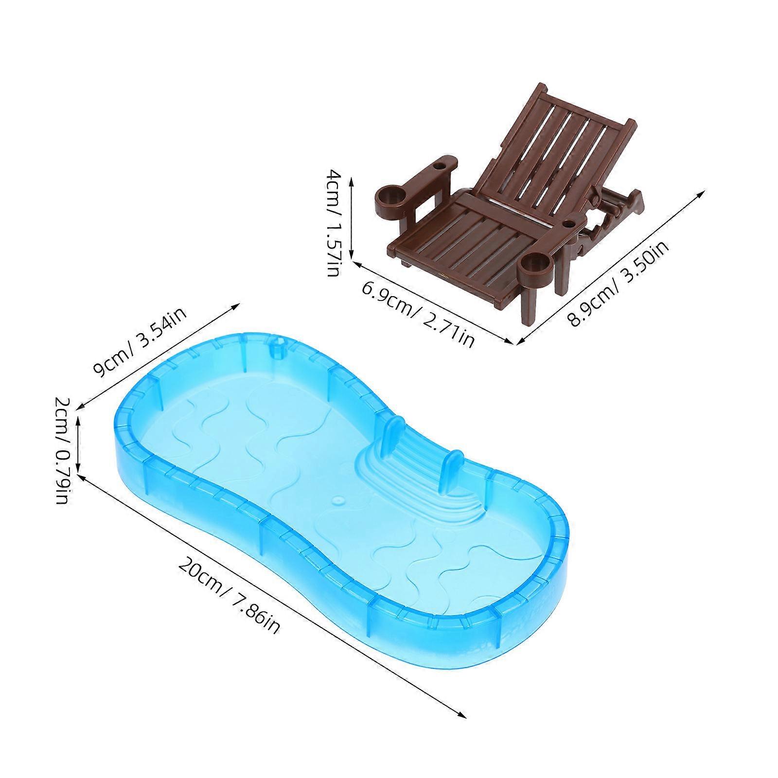 Swimming Pool Model Mini House Decorative for Playing 2Sets Assorted Color
