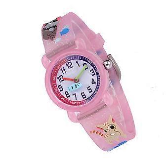 Cartoon Kids Watch Kitty Creative Wrist Watches Students Children Daily Use Pink 1Set