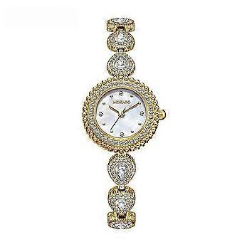 MOKAGO Women's Luxury Gold Diamond Bracelet Watch with Pearl Dial - Elegant Fashion Jewelry Watch