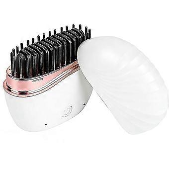 Mini peigne lisseur sans fil, styler capillaire portable rechargeable avec 3 réglages de température, compatible avec les retouches rapides.