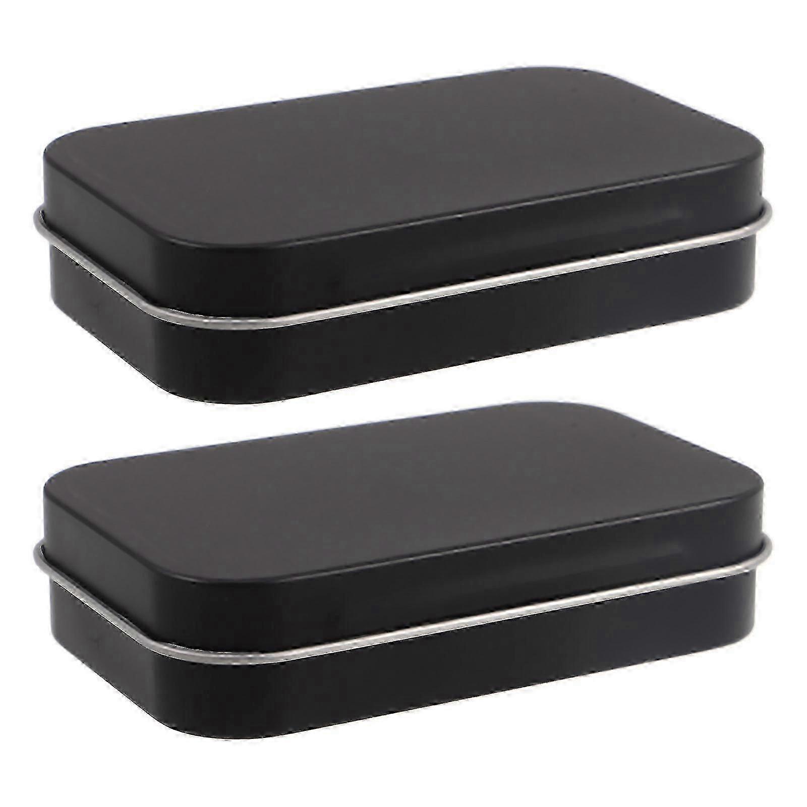 Portable Mini Metal Storage Container for Storage 2Pcs Rectangular Tin Box