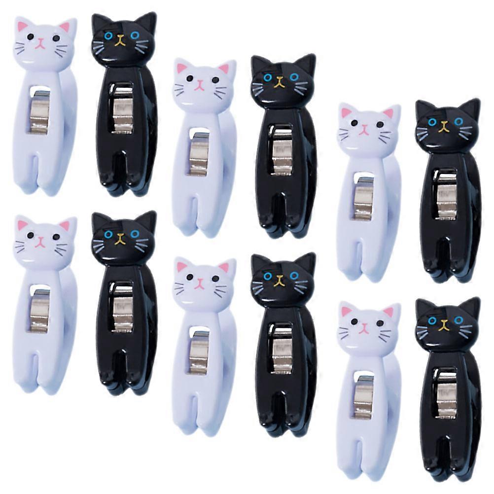 12 pcs Cute Memo Clips Cat Note Clips Multi-functional Plastic Clips Windproof Clothes Clips