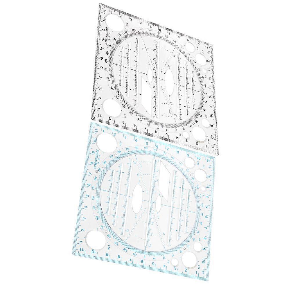 2pcs Tracer Templates Multi Functional Drawing Ruler Geometric Drawing Template