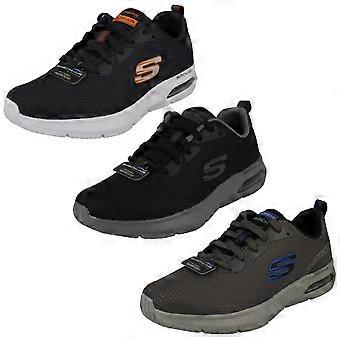 Mens Skechers Lace Up Casual Trainers Dyna-Air 52556 - Charcoal/Black Textile - UK Size 13 - EU Size 48.5 - US Size 14
