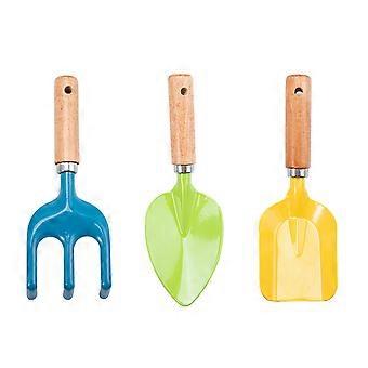 3-teiliges Kinder-Gartenwerkzeug-Set: Kleine Spaten mit Kunststoffgriff zum Pflanzen, Jäten, Auflockern des Bodens und für Gartenarbeiten, mehrfarbig
