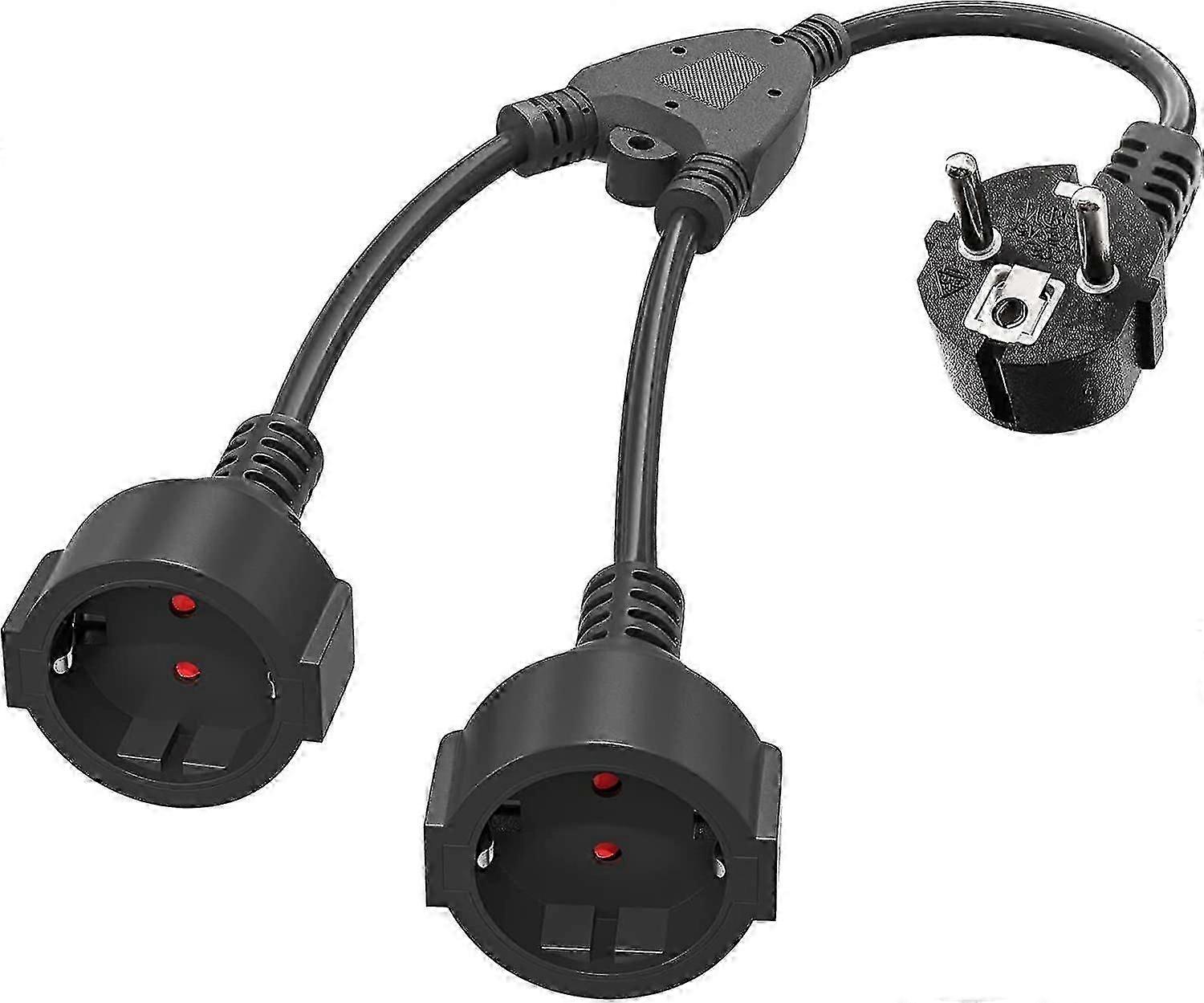GC2026-Double Plug For Socket, Multiple Socket With Protective Contact, 2 In 1 Socket Adapter, Socket Extension, Extension Cable With 2 Schuko Sockets