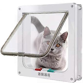 Cat Flap Door Puppy Kitten 4-Way Locking Indoor/Outdoor Pet Door