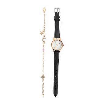 1 Satz Frauen Armband und Uhr Set Lederband Quarz Armband Weihnachtsgeschenk