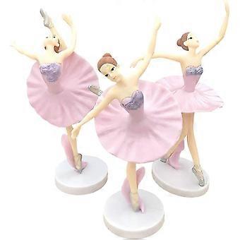 Heytea 3pcs/Set Elegant Dancing Ballet Girls Decoration Cake Topper,Happy Birthday Ballet Girls Cake Decoration Flags Wedding Ornament Party Supplies(