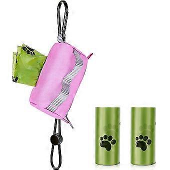 Dog Poop Bag Holder, Poop Bag Holders for Leashes with Adjustable Clip, Poop Bag Holder with 2 Rolls Leak-proof Wasted Bags, Dog Ppoop Bag Dispenser f