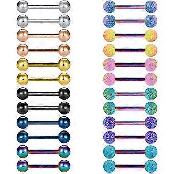 14G Mix-Color in acciaio inox dritto bilanciere linguetta anelli barre piercing 12-18mm anelli lingua anelli capezzoli piercing bilanciere per donne uomini