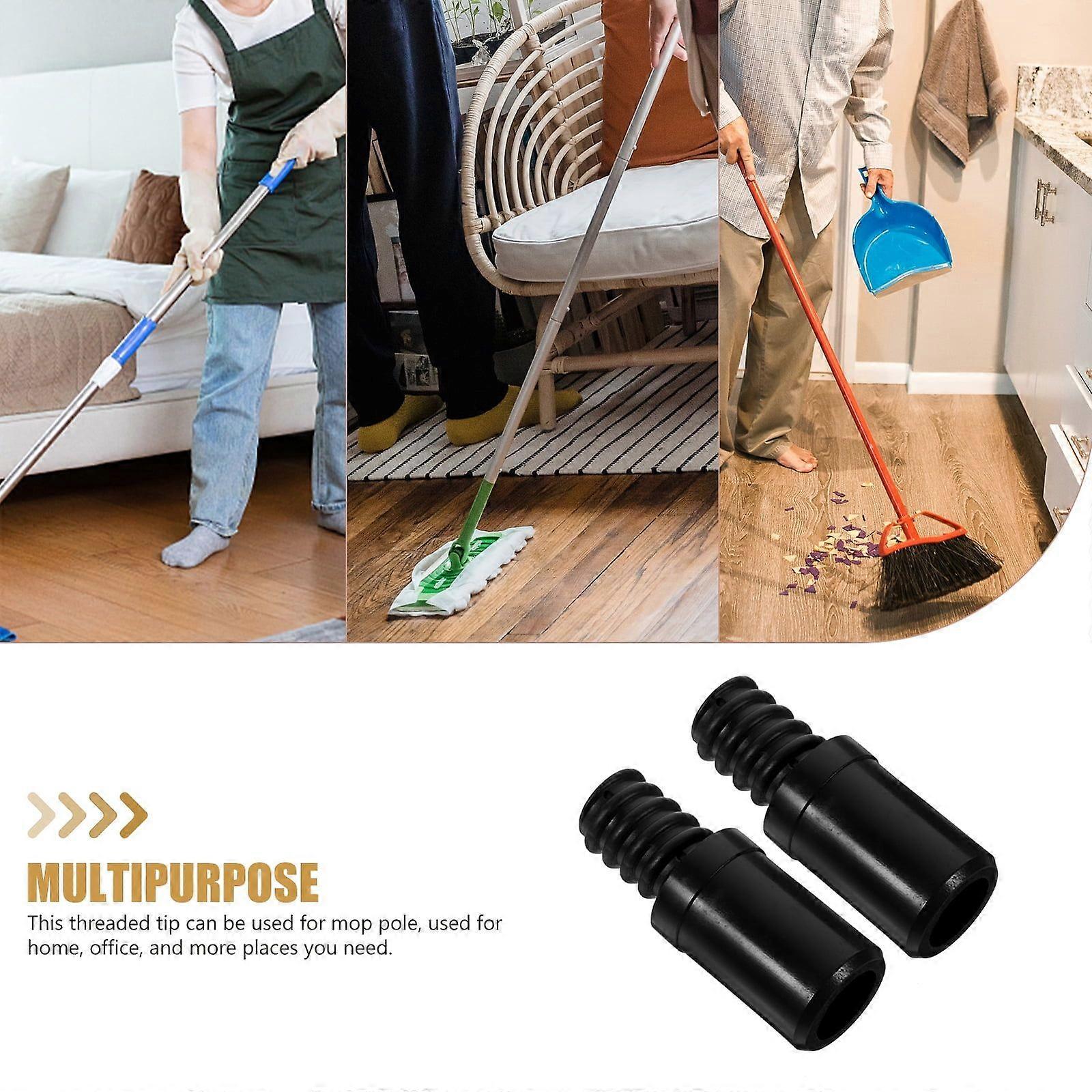 Lot de 4 embouts adaptateurs pour rallonge de balai, embouts filetés en plastique pour manche, embouts de réparation.