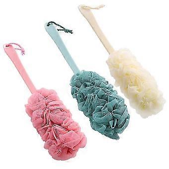 3 Pack Back Cleaner Soft Nylon Mesh Long Handled Shower Body Brush Exfoliating Luffa