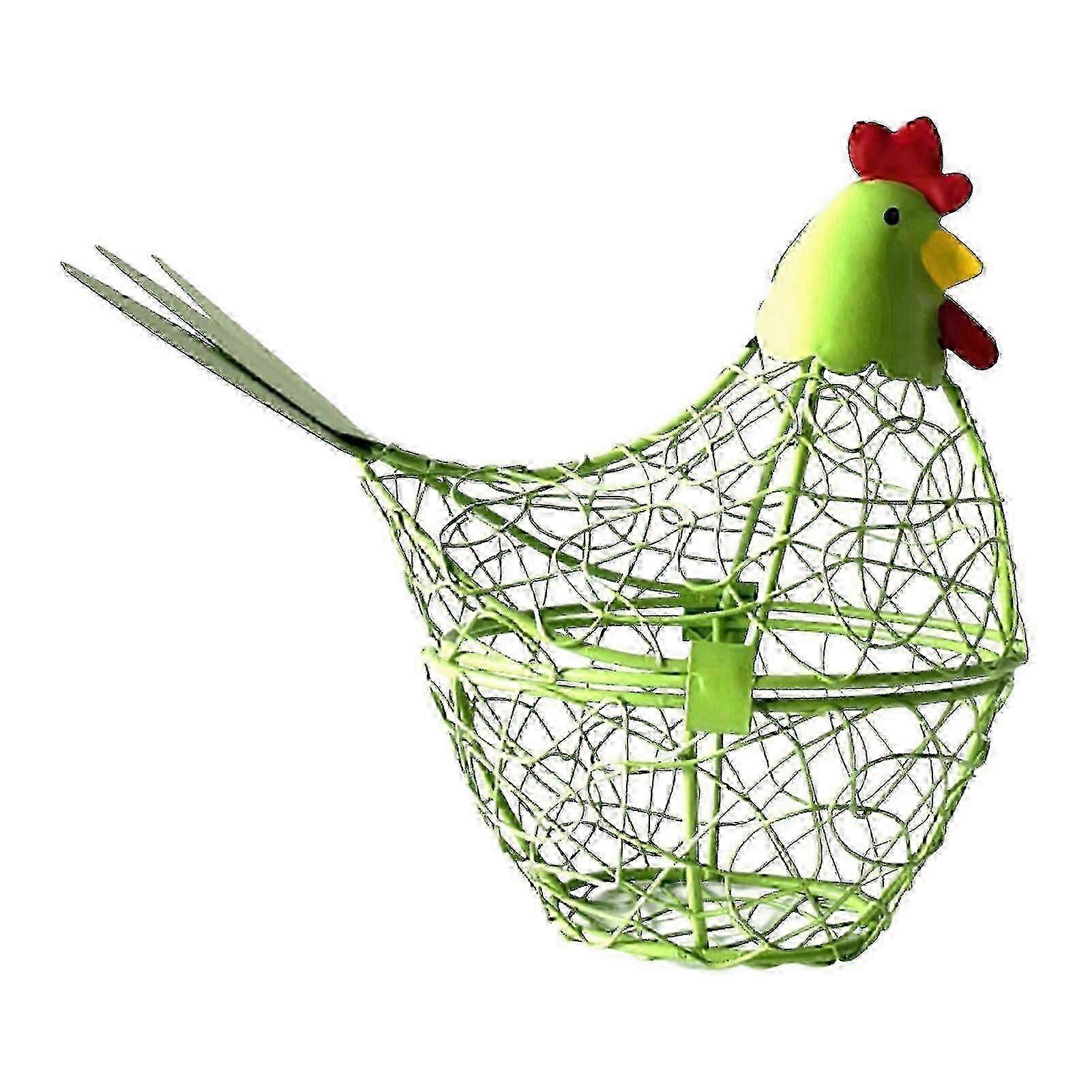 Green Iron Wire Egg Basket for Kitchen Storage & Easter Decorations - Chicken Egg Holder