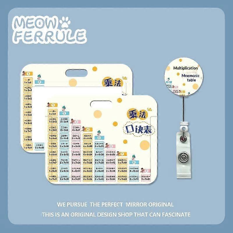 Multiplication Quick Search Card Cartoon Mini Keychain Portable Multiplication Practice Tool for Elementary Students