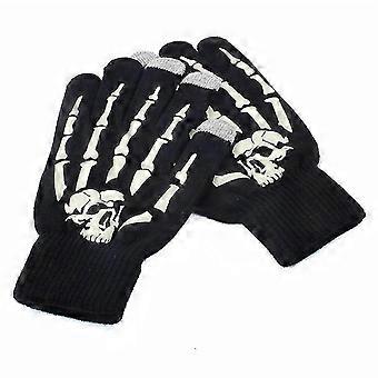 Glow In The Dark Skull Bone Gloves Novelty Touchscreen Gloves