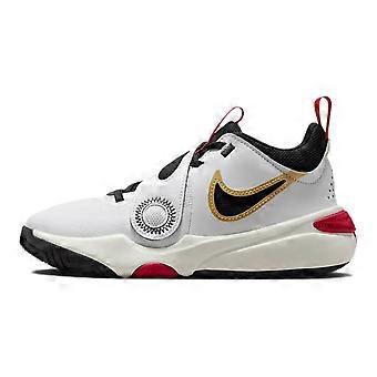 Buty do koszykówki Nike Team Hustle D 11 Low top, białe, czarne, żółte, unisex, DV8996-104
