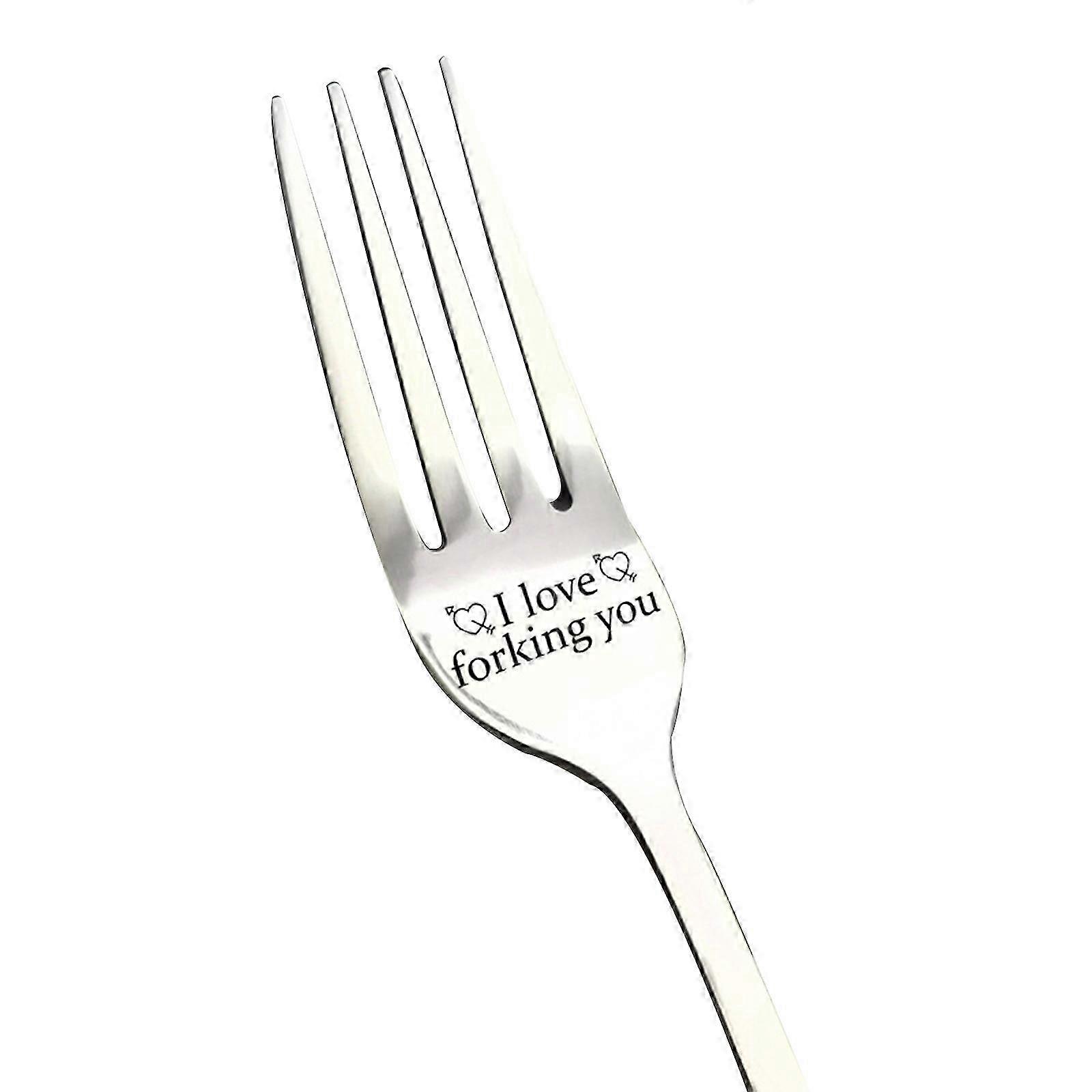 Mirror-Polished Engraved Couples Fork