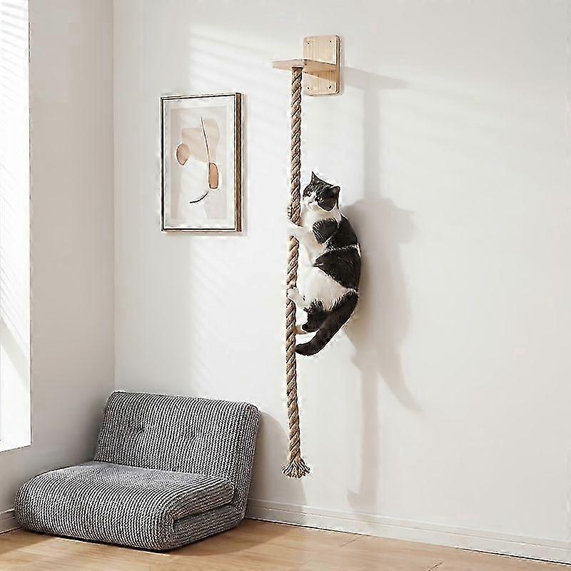 Wall Mounted Cat Climbing Tower Multi-Level Cat Tree with Hemp Rope Scratching Post