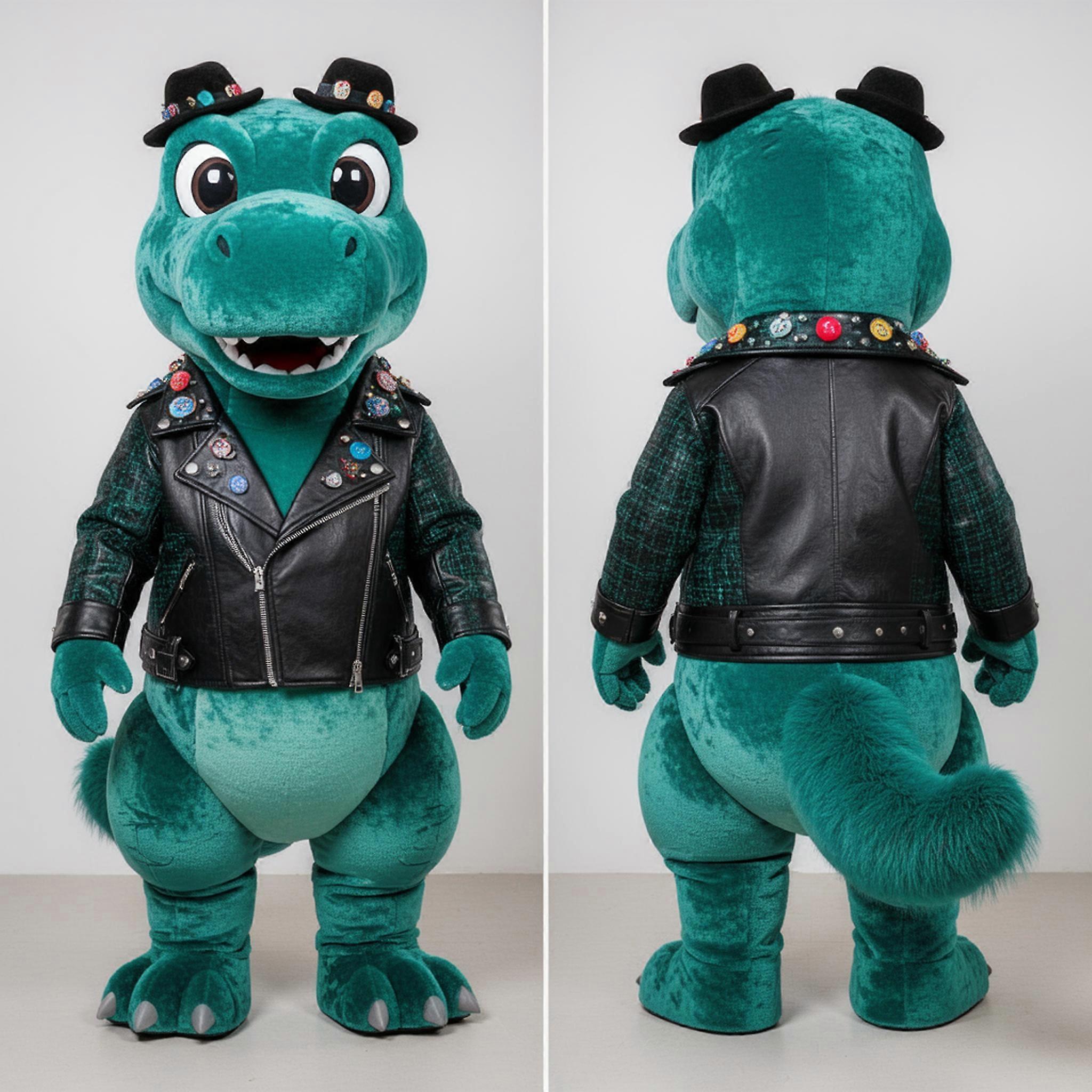 MASTICOT Teal Tweed T Rex Mascot