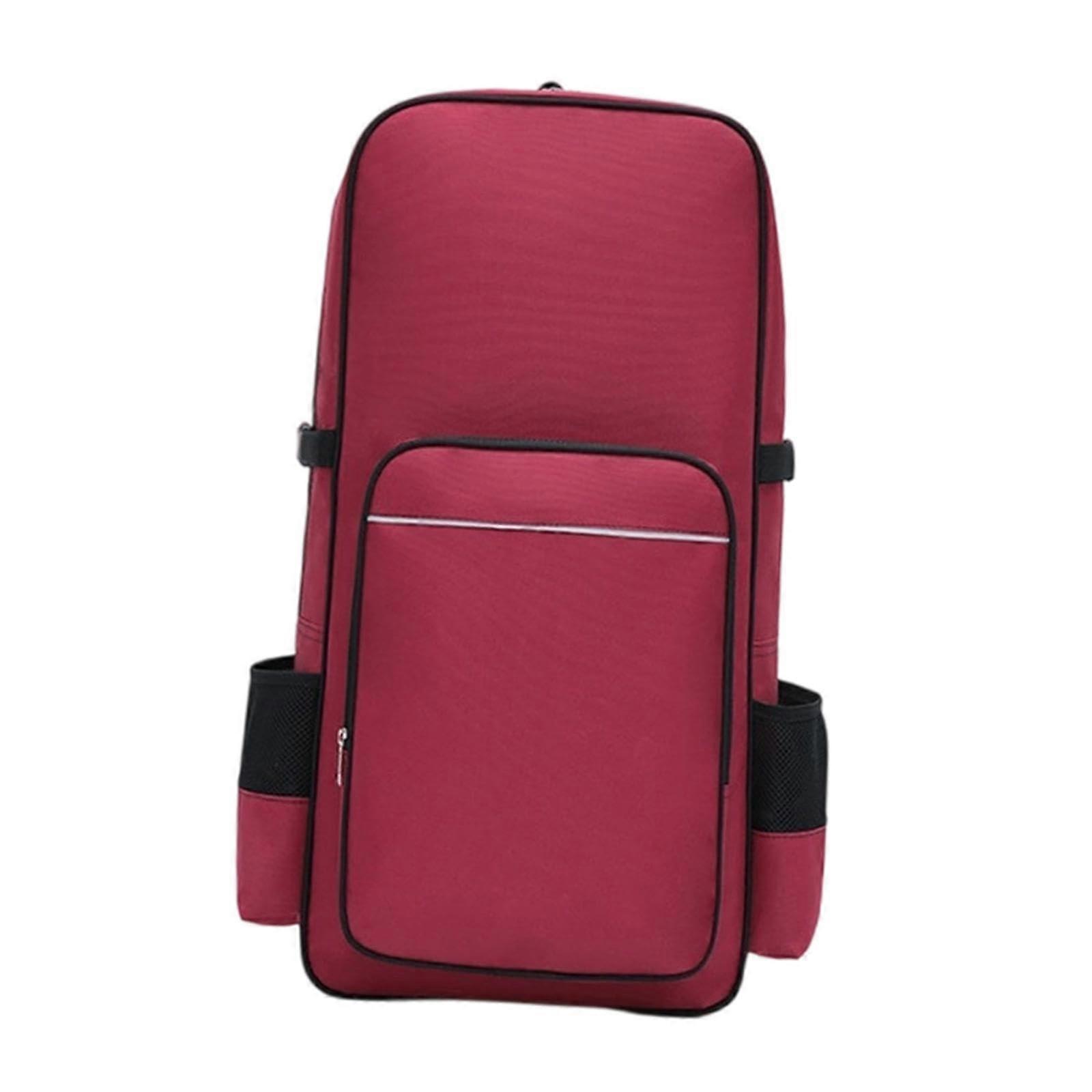 Red Hulusi Flute Bag with Protective Padding, Lightweight Backpack Case for Outdoor Performance