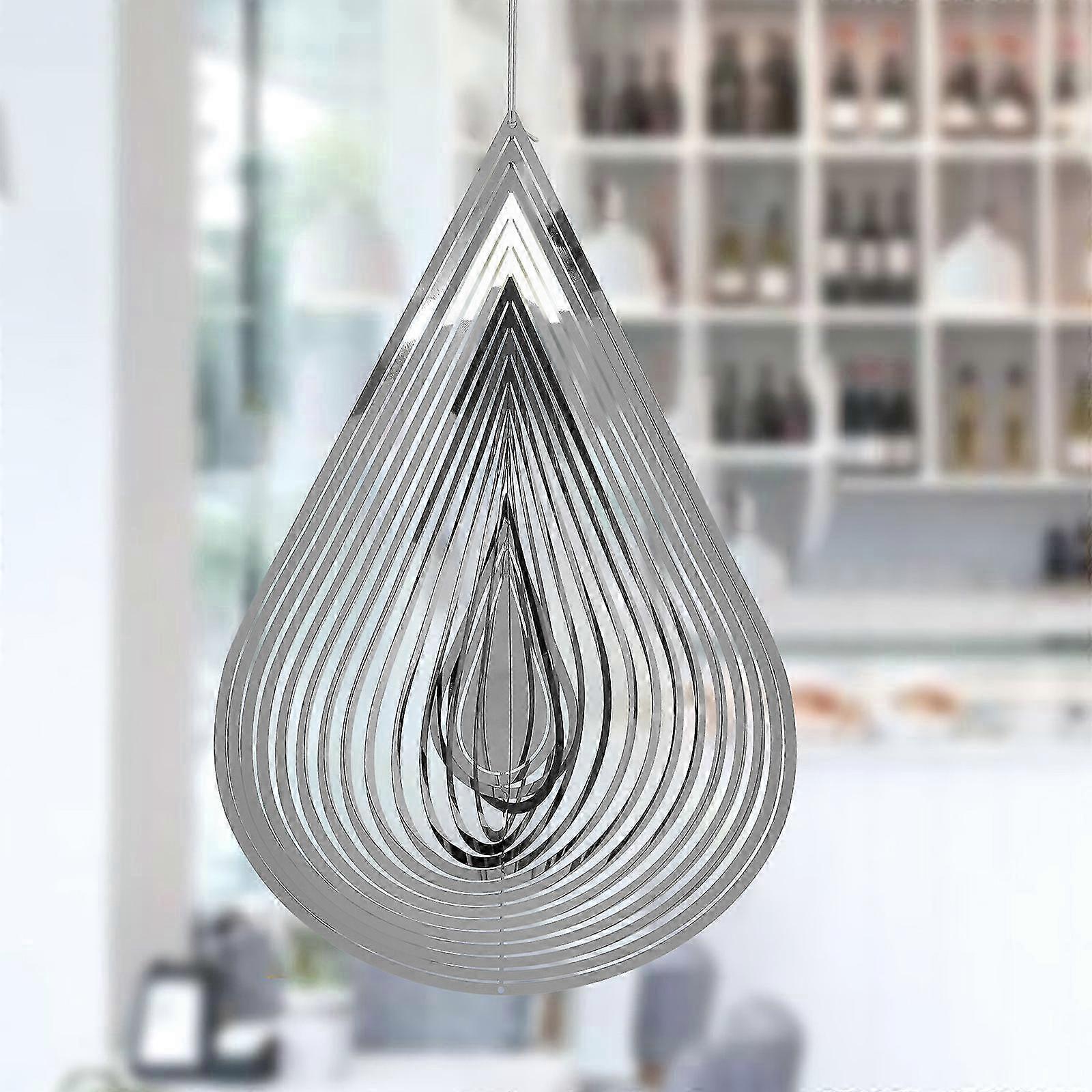 Silver 3D Water-Drop Wind Spinner