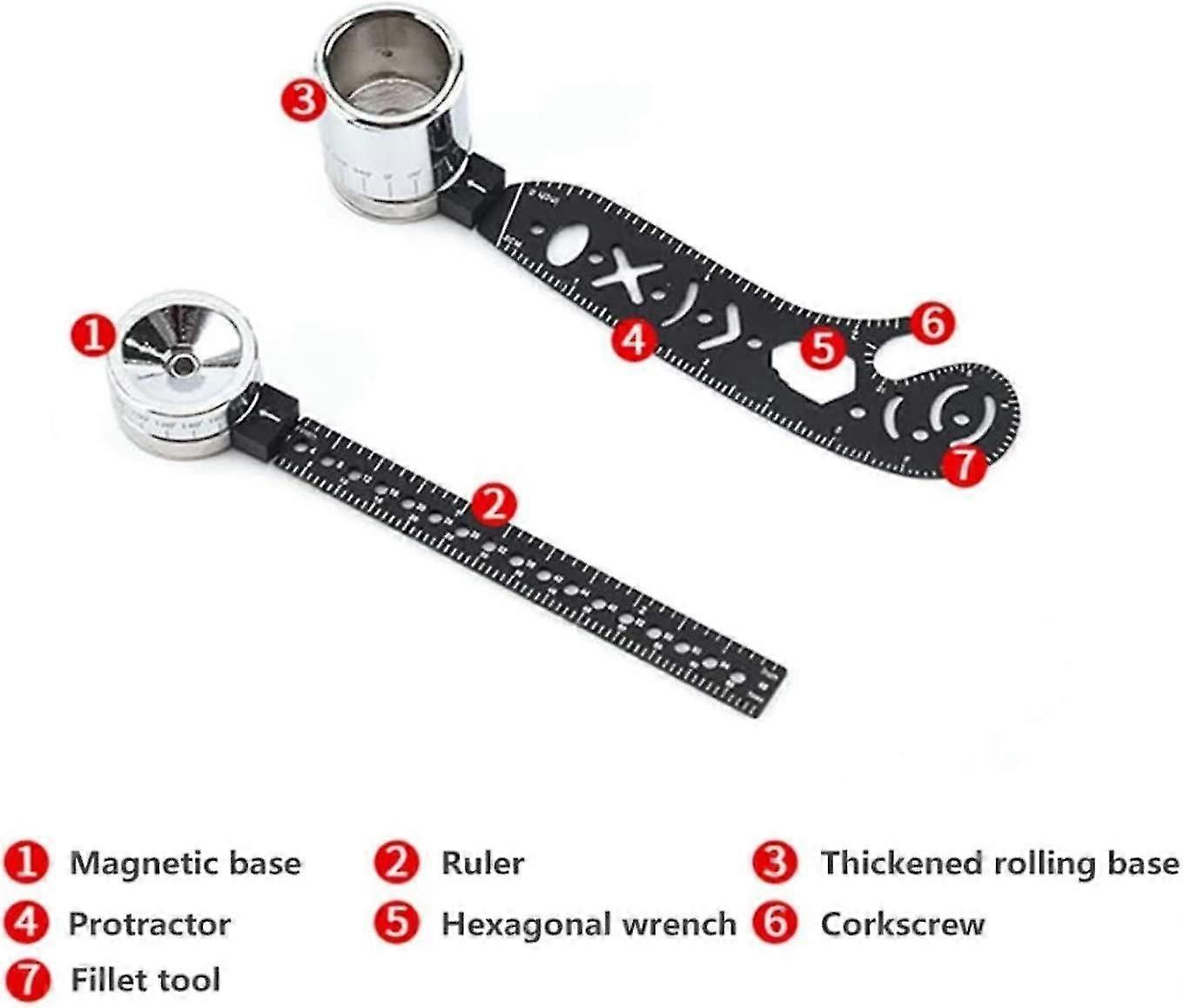 Magnetic Ruler Protractor Multifunction Curved Drawing Tool for Drafting Measurement