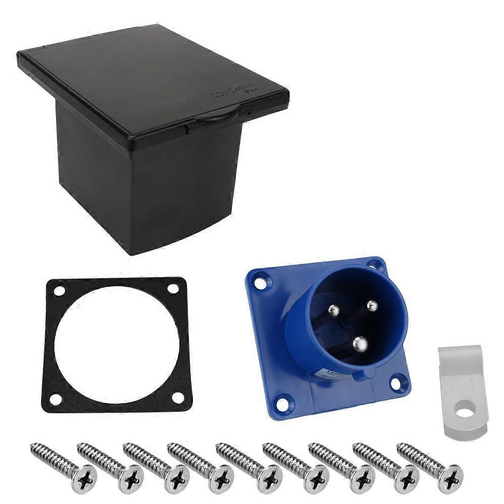 Waterproof Motorhome Main Inlet Socket Plug Socket With Cover 220V-240V 16A External Flush Hook Up