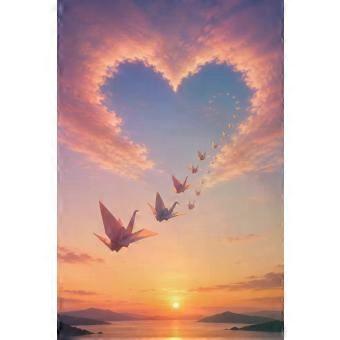 Origami Cranes Flying into a Heart-Shaped Sky jigsaw puzzle SIO1634