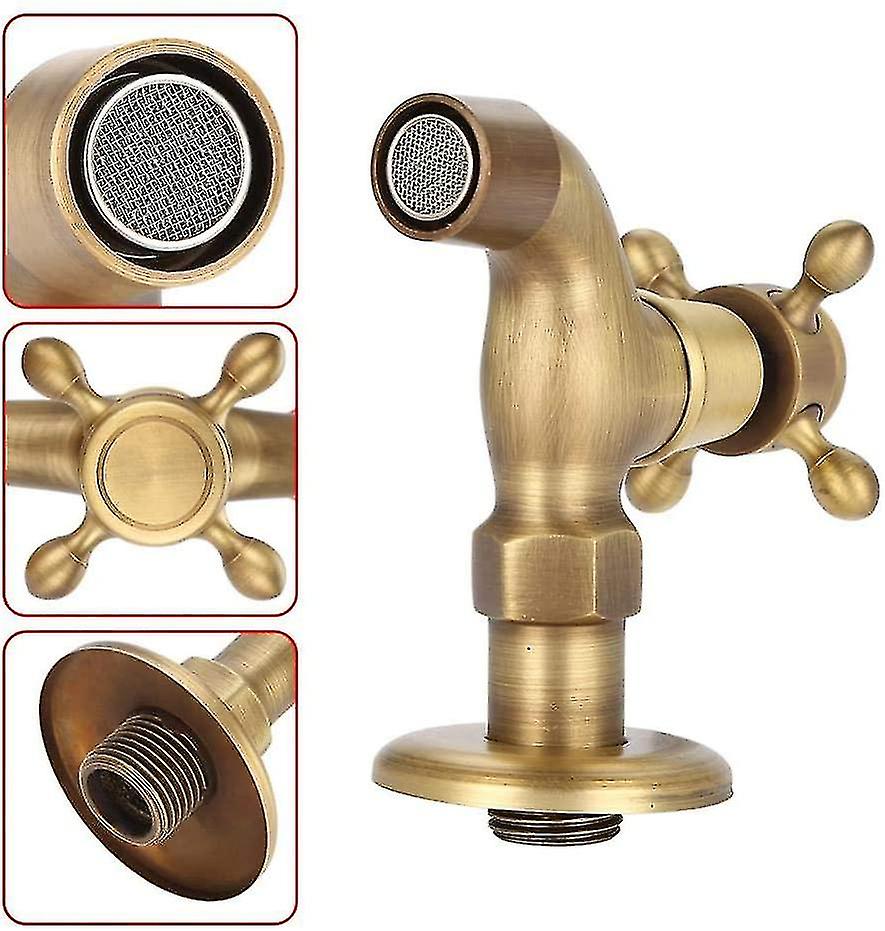 G1/2 Wall Mounted Vintage Solid Brass Faucet Water Tap For Kitchen Sink Mop Pool(short)