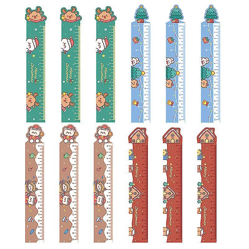 19X3x0.1cm Assorted Color Textile Art Gauges & Rulers 12pcs Adorable Straight Rulers Iron Drawing Ru