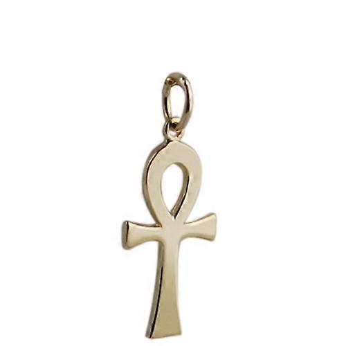 18ct Gold 18x10mm plain solid Ankh or Peace Cross