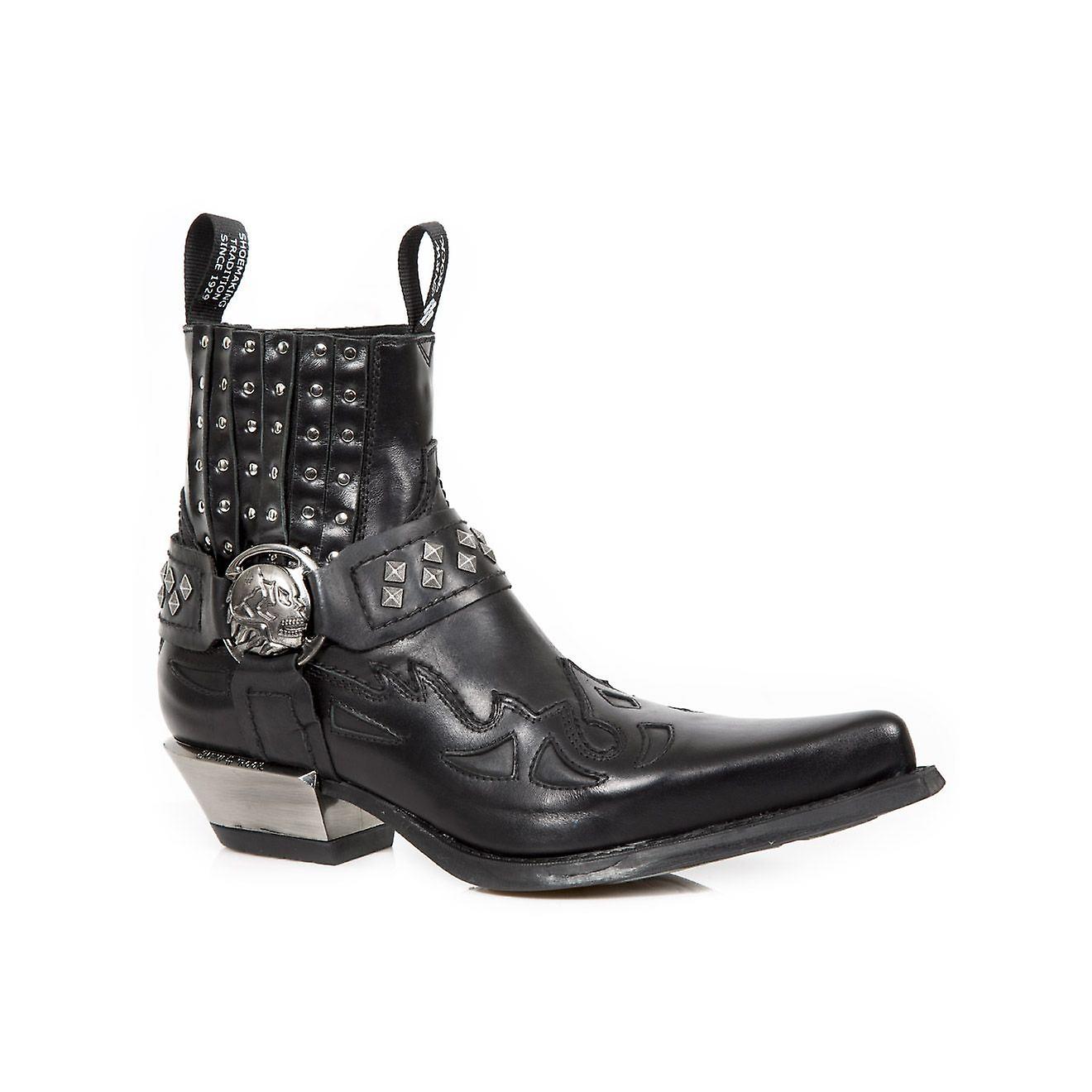 New Rock 7950-S9 Black Ankle Boots WITH Stud Metal