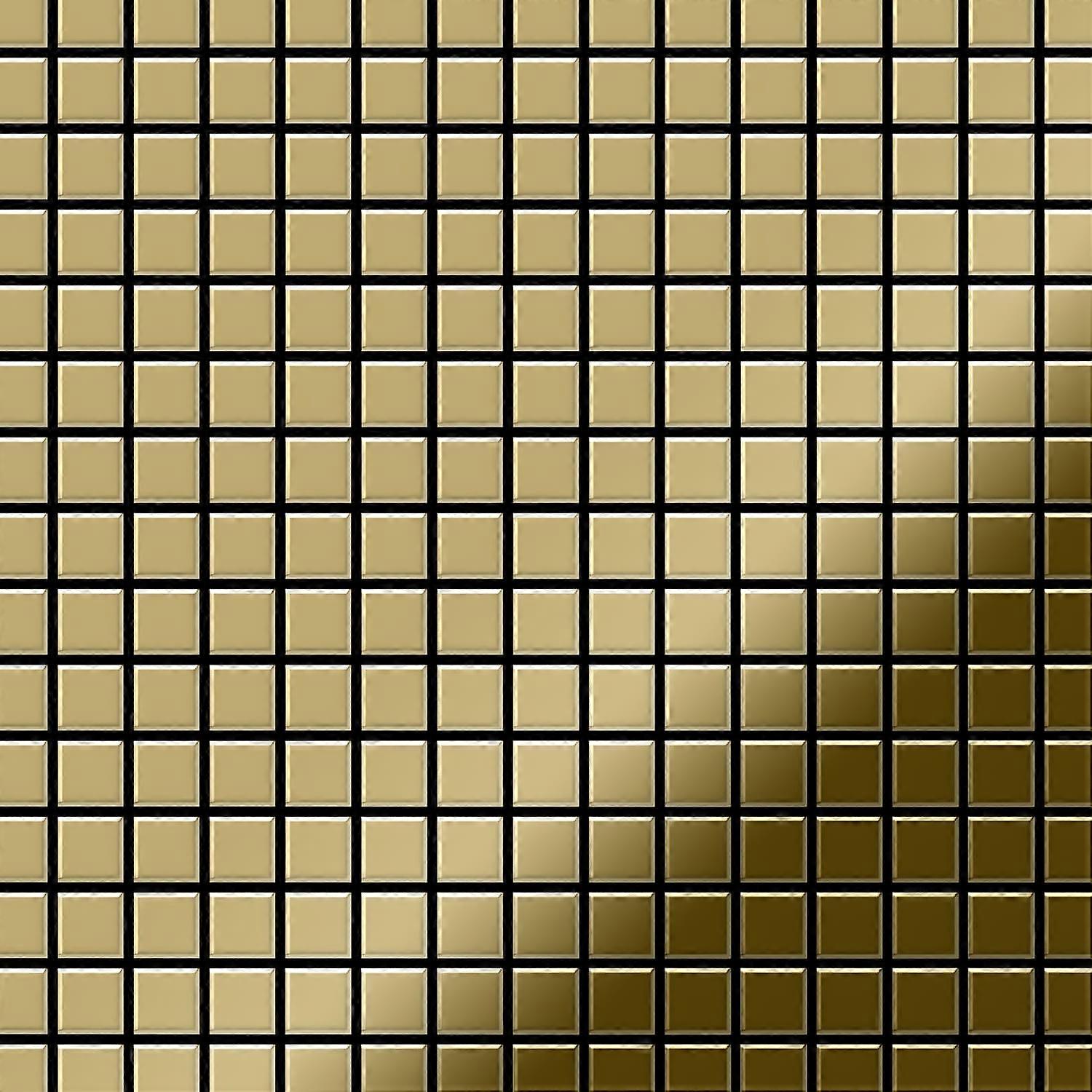 Mosaik Fliese massiv Metall Titan hochglänzend in gold 1,6mm stark ALLOY Mosaic-Ti-GM 1,04 m2
